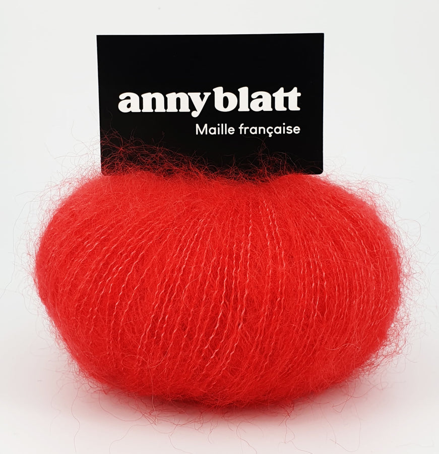 Charger l&#39;image dans la galerie, Pelote mohair et soie rouge baiser honey moon
